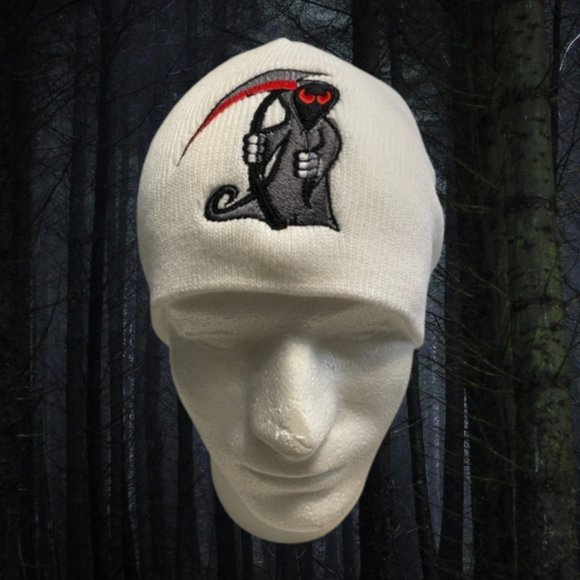 Beanie Hat Grim Reaper Gothic Embroidered Beanie Hat for Men Hats for Women - Picture 3 of 4